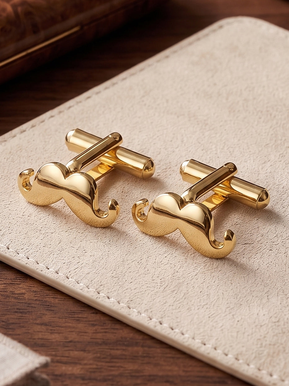 Lucky Jewellery Unique Men Jewelry Golden Color Gold Plated Sleeve Button Formal Cuff Button Wedding Shirt Button, Suit, Blazer Cufflinks Pair Gift Set For Men (198-M4C4-A5535-PARENT)