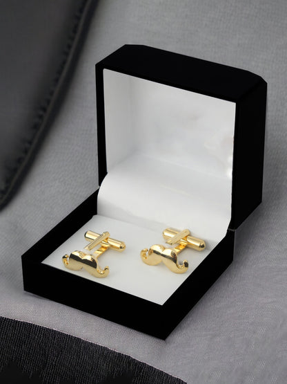 Lucky Jewellery Unique Men Jewelry Golden Color Gold Plated Sleeve Button Formal Cuff Button Wedding Shirt Button, Suit, Blazer Cufflinks Pair Gift Set For Men (198-M4C4-A5535-PARENT)