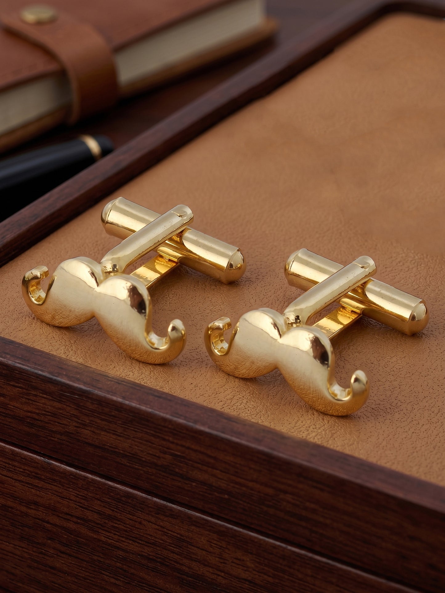 Lucky Jewellery Unique Men Jewelry Golden Color Gold Plated Sleeve Button Formal Cuff Button Wedding Shirt Button, Suit, Blazer Cufflinks Pair Gift Set For Men (198-M4C4-A5535-PARENT)