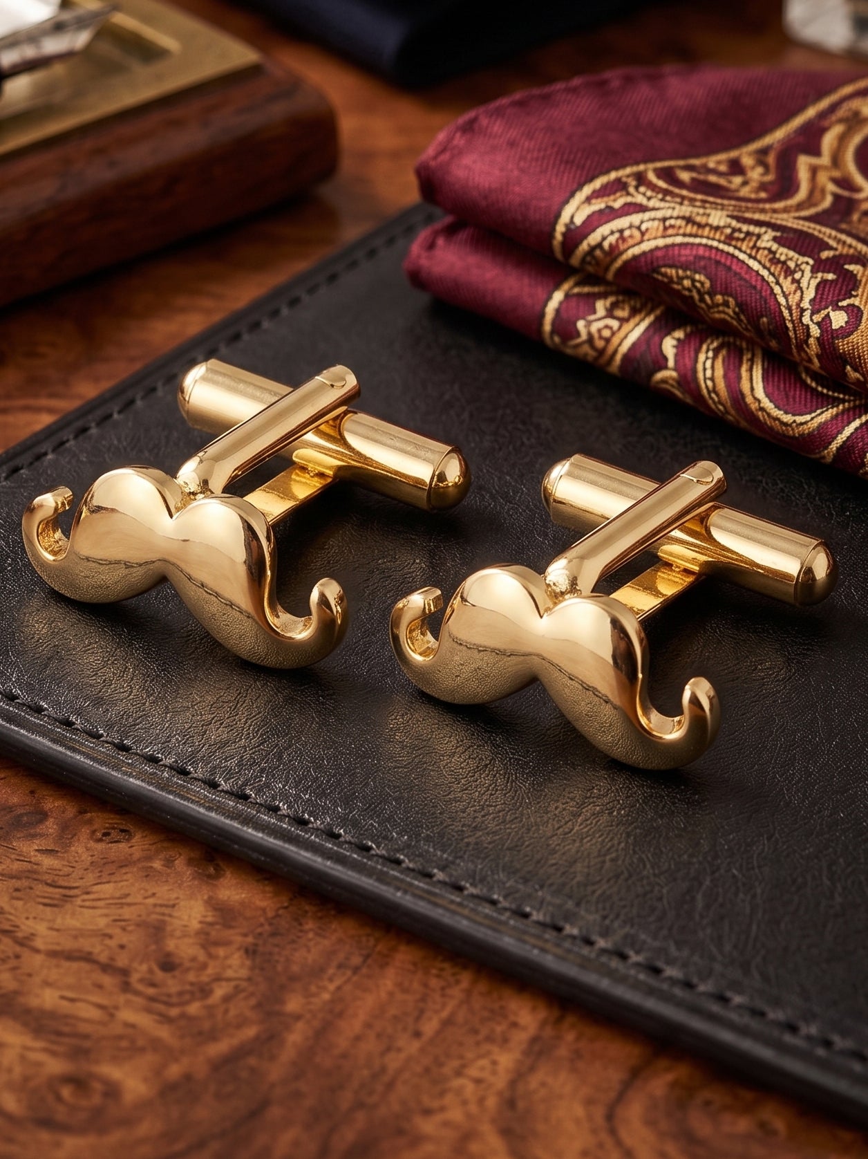 Lucky Jewellery Unique Men Jewelry Golden Color Gold Plated Sleeve Button Formal Cuff Button Wedding Shirt Button, Suit, Blazer Cufflinks Pair Gift Set For Men (198-M4C4-A5535-PARENT)