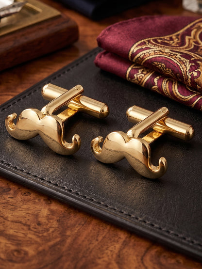 Lucky Jewellery Unique Men Jewelry Golden Color Gold Plated Sleeve Button Formal Cuff Button Wedding Shirt Button, Suit, Blazer Cufflinks Pair Gift Set For Men (198-M4C4-A5535-PARENT)