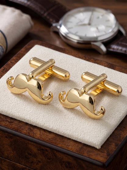 Lucky Jewellery Unique Men Jewelry Golden Color Gold Plated Sleeve Button Formal Cuff Button Wedding Shirt Button, Suit, Blazer Cufflinks Pair Gift Set For Men (198-M4C4-A5535-PARENT)