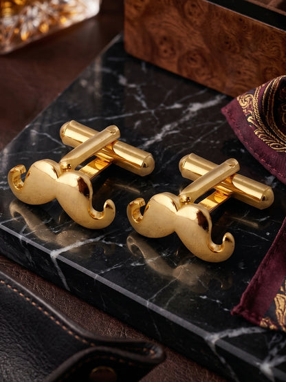 Lucky Jewellery Unique Men Jewelry Golden Color Gold Plated Sleeve Button Formal Cuff Button Wedding Shirt Button, Suit, Blazer Cufflinks Pair Gift Set For Men (198-M4C4-A5535-PARENT)
