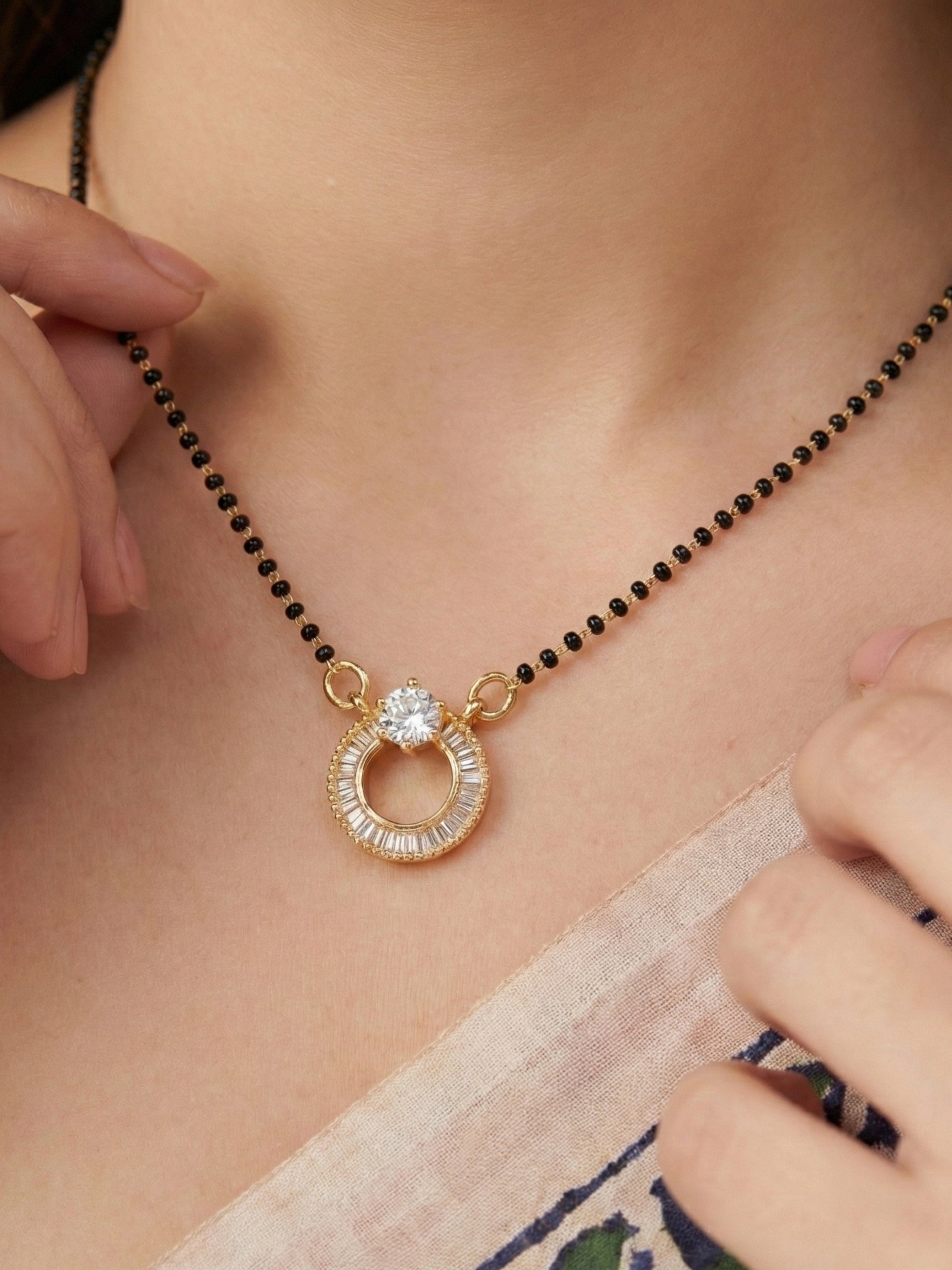 Lucky Jewellery AD Circle Mangalsutra for Women (318-S8MS-2194)