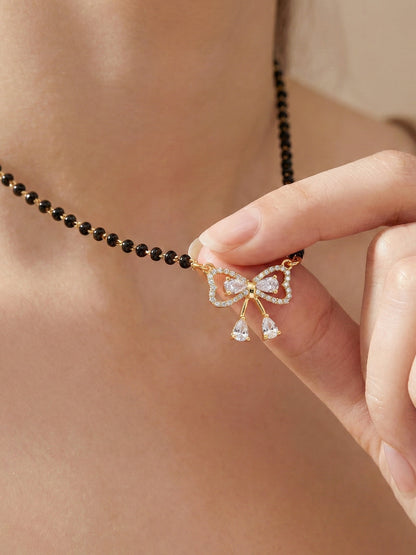 Lucky Jewellery AD Bow Mangalsutra for Women (315-S8MS-2192)
