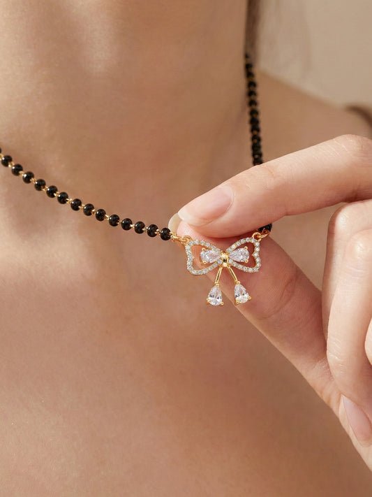 Lucky Jewellery AD Bow Mangalsutra for Women (315-S8MS-2192)