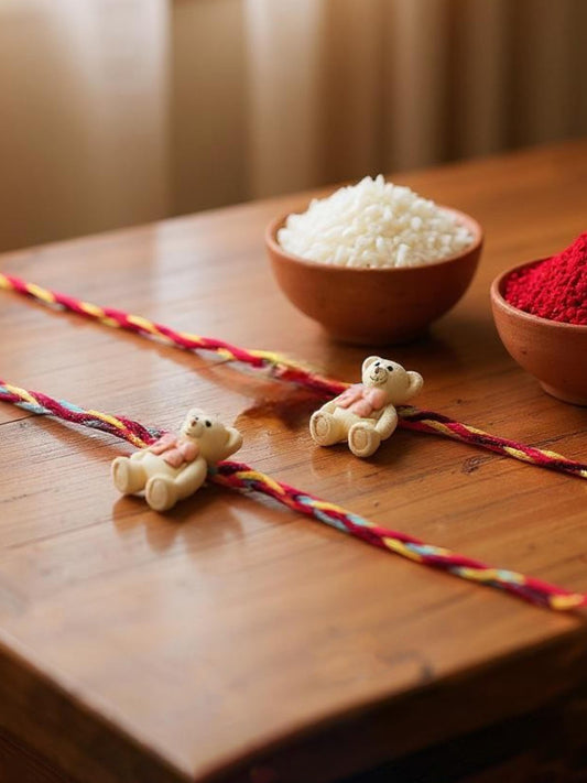 Lucky Jewellery Designer Teddy Bear Rakhi - Rakshabandhan Plastic Rakhee Bracelet for Brother/Bhaiya/Bhai/Bhabhi & Kids - Pack of 2 (80-CHR1-1948-2)
