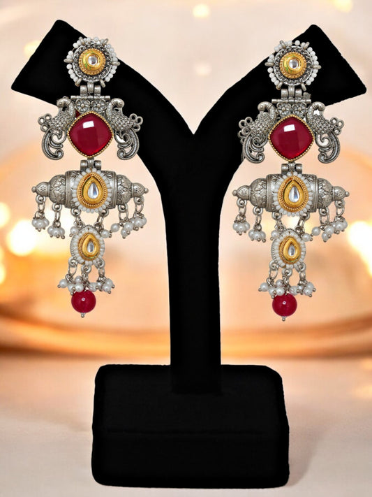 Trendy Celebrity Inspired Oxidised Silver Earring For Girls & Women | Black Metal Earing Set