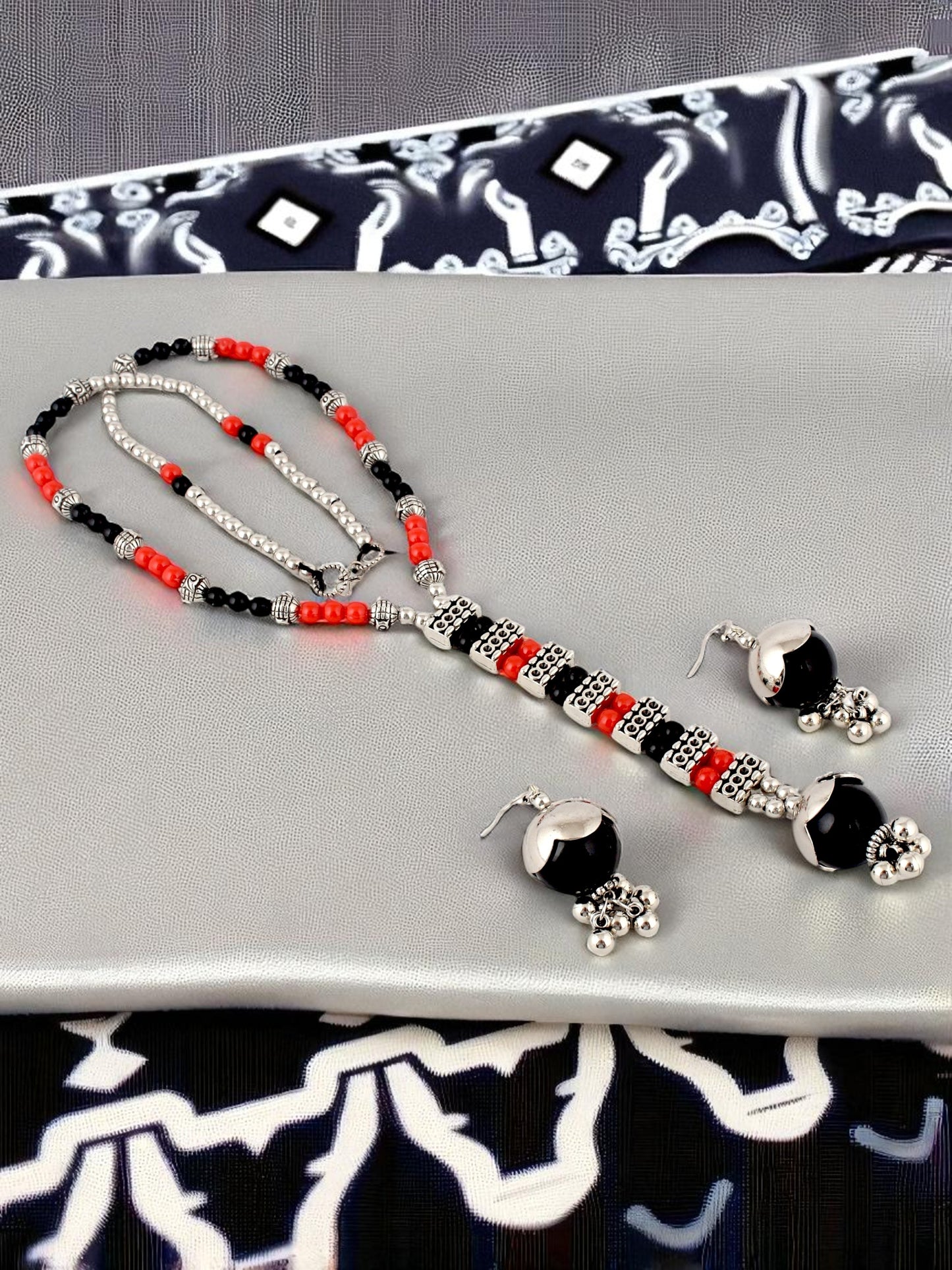 Navratri, Dandiya & Garba Festival Jewellery Beads Long Necklace with Earring