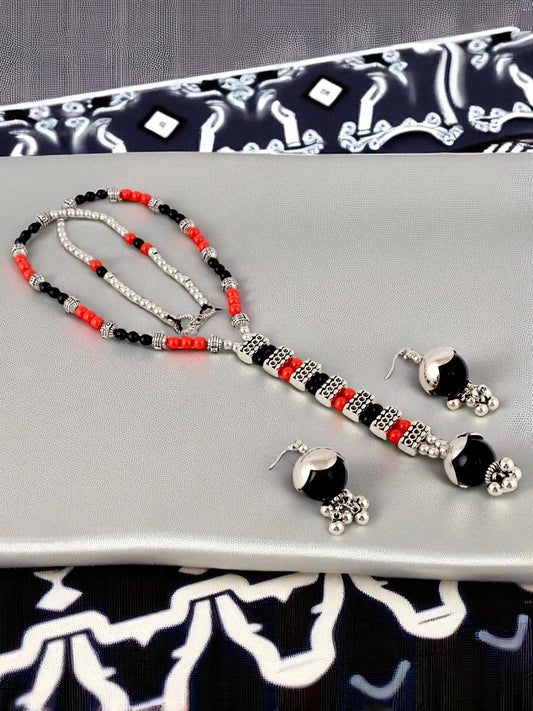 Navratri, Dandiya & Garba Festival Jewellery Beads Long Necklace with Earring