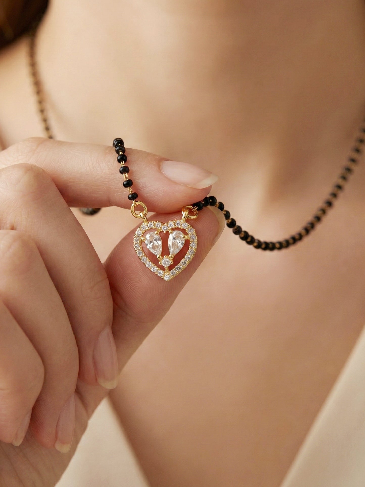 Lucky Jewellery AD Heart Mangalsutra for Women (259-S8MS-2188)