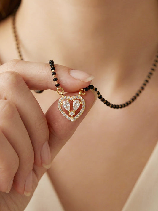 Lucky Jewellery AD Heart Mangalsutra for Women (259-S8MS-2188)