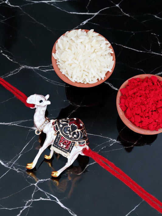 Lucky Jewellery Designer Meena Rakhi - Rakshabandhan Camel Design Rakhee Bracelet for Brother Bhaiya Bhai Bhabhi - Pack of 1 (263-CHR1-1171-1)
