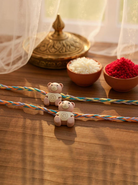Lucky Jewellery Designer Teddy Bear Rakhi - Rakshabandhan Plastic Cute Teddy Rakhee Bracelet for Brother/Bhaiya/Bhai/Bhabhi & Kids - Pack of 2 (80-CHR1-1949-2)