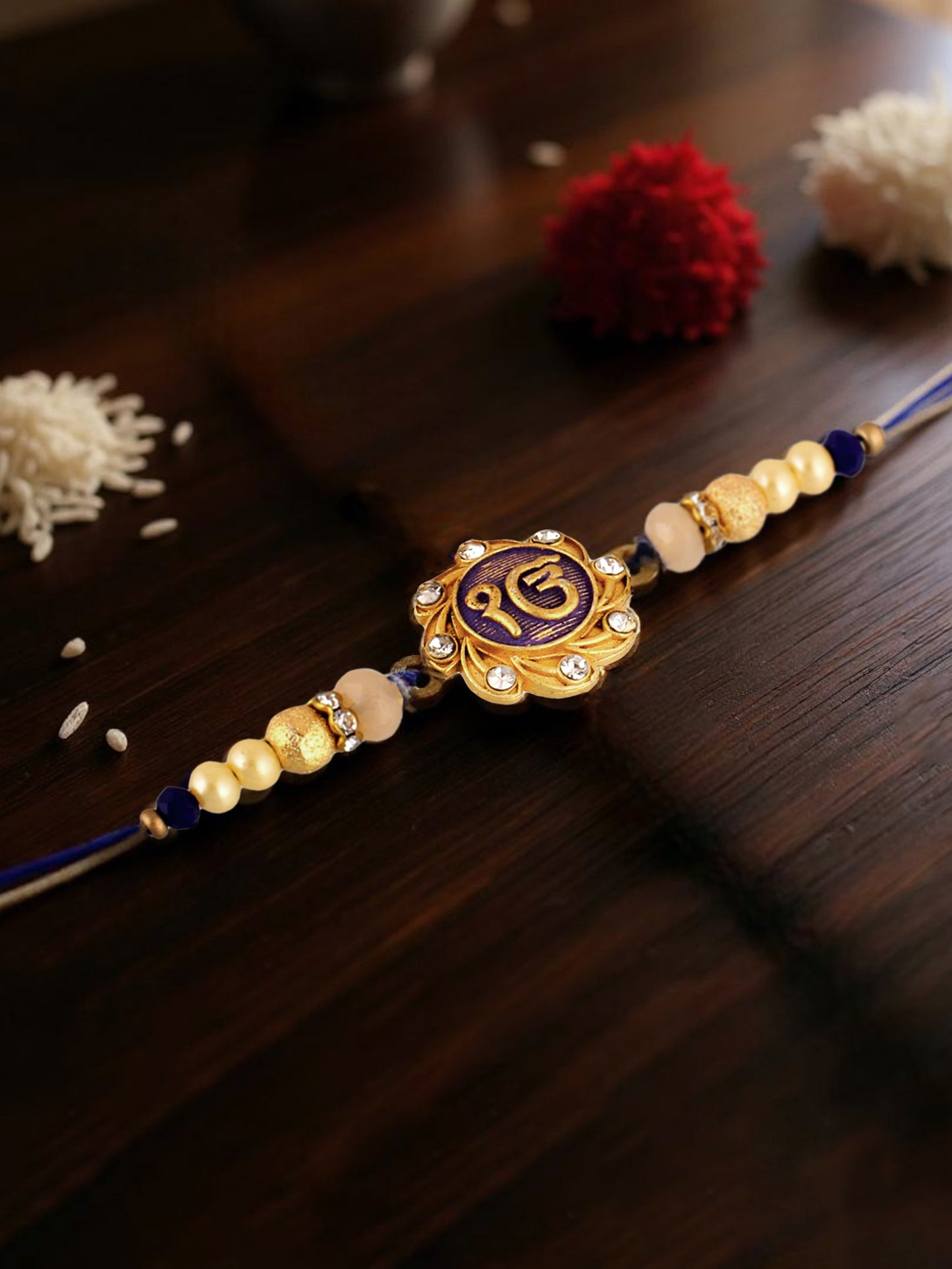 Gold Plated Meenakari Ik Onkar Religious Rakshabandhan Sardar/Sikh Rakhi for Bhaiya/Bhabhi Pack of 1