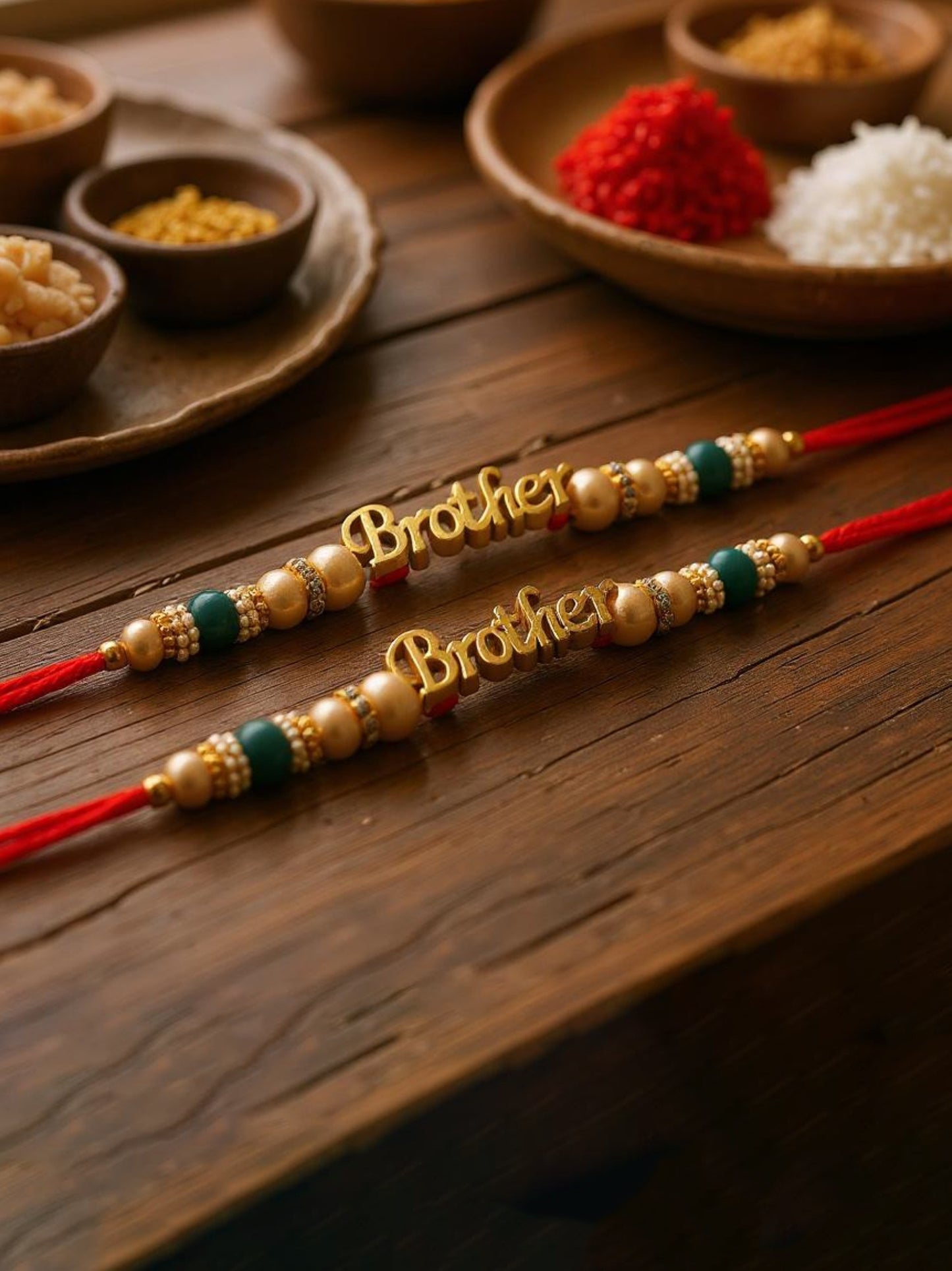 Lucky Jewellery Designer Rakhi - Rakshabandhan Pearl Rakhee Bracelet for Brother/Bhaiya/Bhai/Bhabhi Pack of 2 (66-CHR1-1964-2)