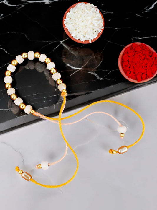 Lucky Jewellery Designer Tulsi Rakhi - Rakshabandhan Rakhee Bracelet for Brother/Bhaiya/Bhai/Bhabhi Pack of 1 (66-TUR1-1988-1)