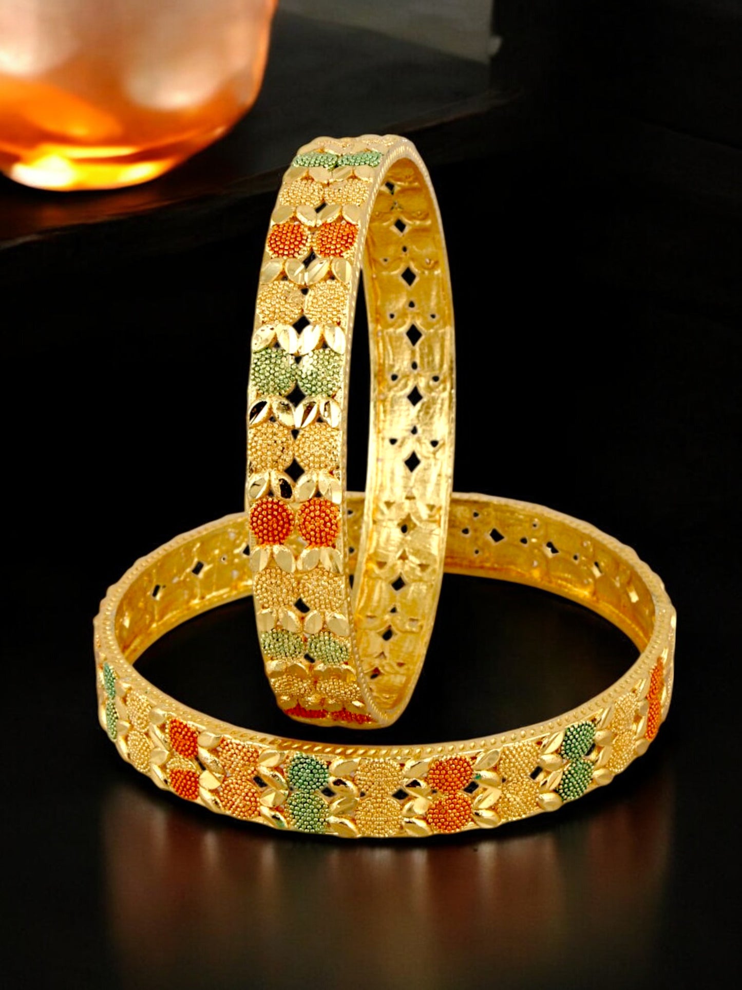 18k Gold-Plated Meenakari Bangle Set for Women & Girls - Pack of 2