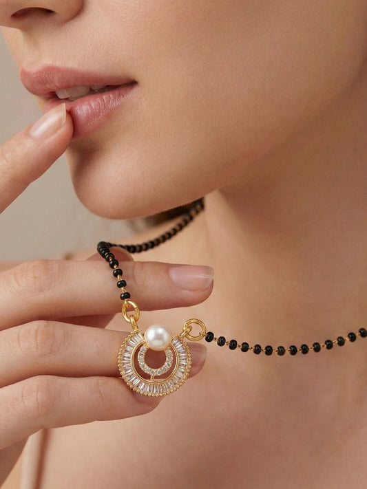 Lucky Jewellery Pearl AD Mangalsutra for Women (315-S8MS-2193)