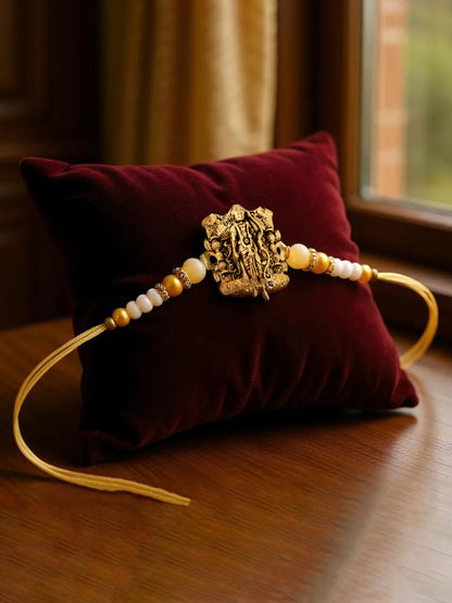 Gold Plated Religious Rakhi Rakshabandhan Lord Ram Design Rakhee for Bhaiya/Bhabhi Pack of 1