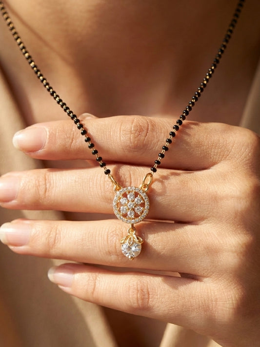 Lucky Jewellery AD Floral Drop Mangalsutra for Women (285-S8MS-2190)