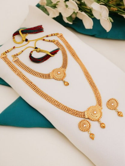 Gold Plated Necklace Set with Earrings Traditional Necklace Jewellery