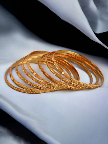 Lucky Jewellery Gold Plated Designer Golden Color Traditional Ethnic 8 Pcs. Bangles Set for Women (228-J1BG-806B-8)