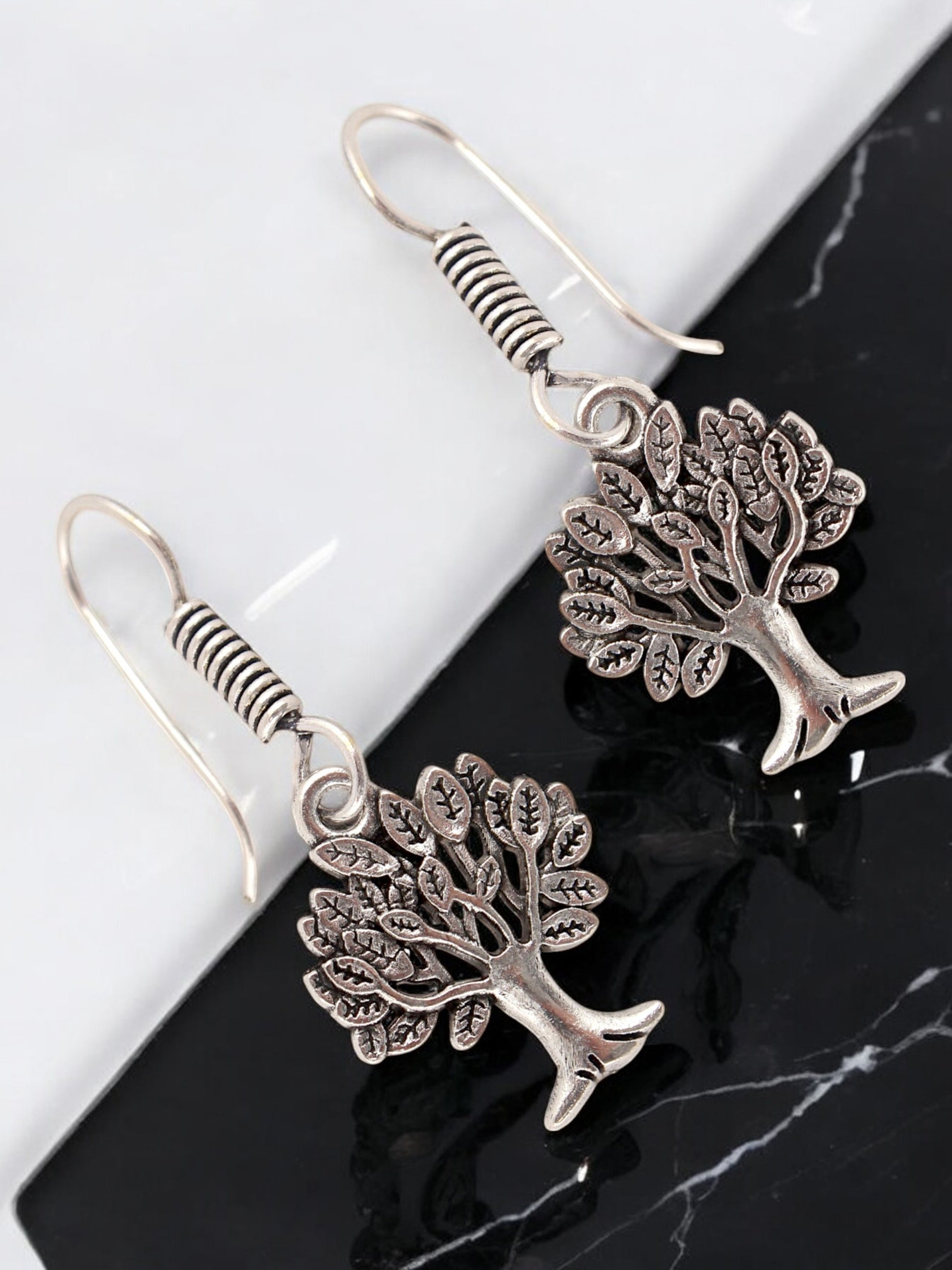 Oxidised Silver Tree Design Earring Stylish Trendy Earing