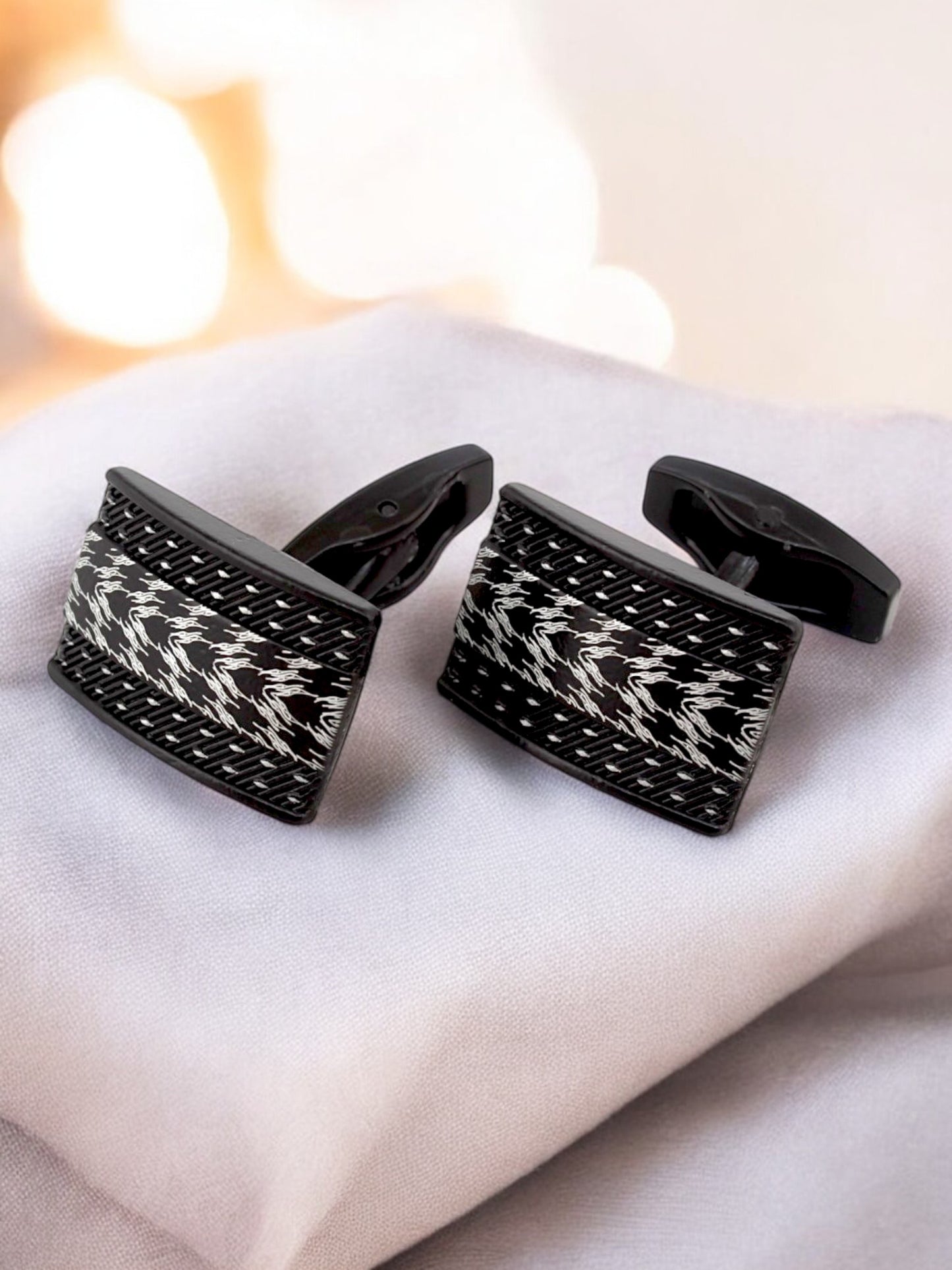 LUCKY JEWELLERY Unique Men Jewelry | Black Color Sleeve Button Formal Cuff Button | Wedding Shirt Button, Suit, Blazer Cufflinks Pair Set | Valentine Gift For Men (260-CHC4-1084B-BL)