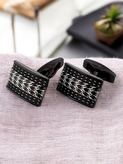 LUCKY JEWELLERY Unique Men Jewelry | Black Color Sleeve Button Formal Cuff Button | Wedding Shirt Button, Suit, Blazer Cufflinks Pair Set | Valentine Gift For Men (260-CHC4-1084B-BL)
