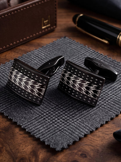 LUCKY JEWELLERY Unique Men Jewelry | Black Color Sleeve Button Formal Cuff Button | Wedding Shirt Button, Suit, Blazer Cufflinks Pair Set | Valentine Gift For Men (260-CHC4-1084B-BL)
