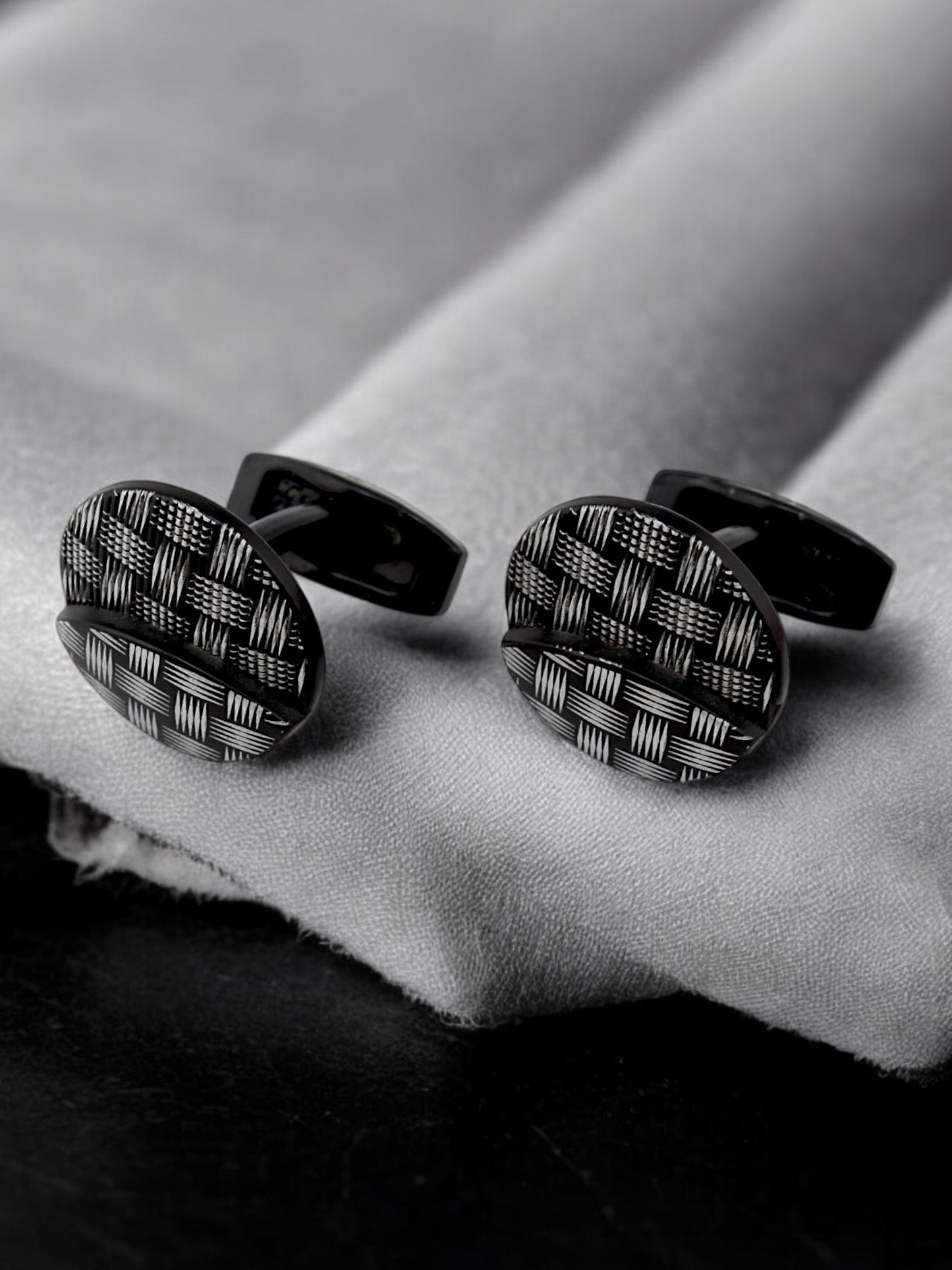 LUCKY JEWELLERY Unique Men Jewelry | Black Color Round Sleeve Button Formal Cuff Button| Wedding Shirt Button, Suit, Blazer Cufflinks Pair Set | Valentine Gift For Men (260-CHC4-1087B-BL)