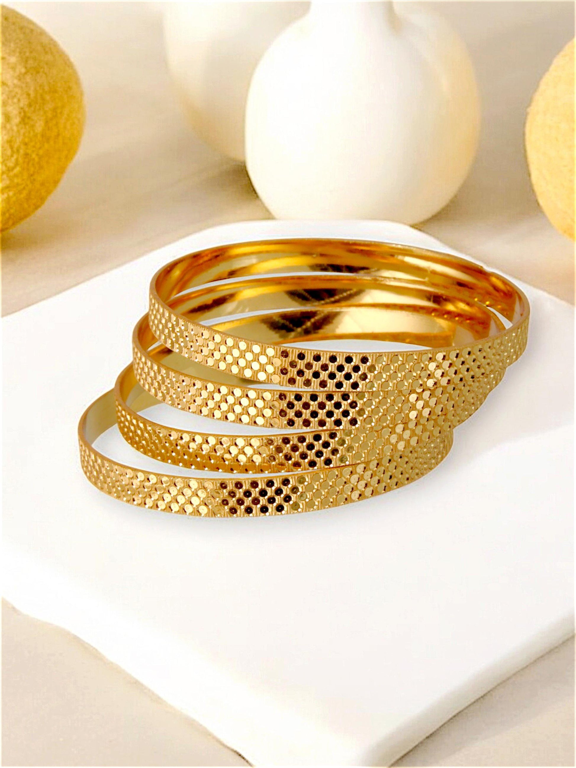 18k One Gram Gold Plated Traditional Designer Pack of Bangle Set For Women 24