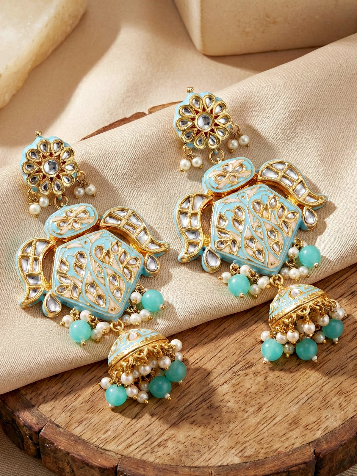 Traditional Turquoise Blue Kundan & Pearl Long Necklace Set for Women | Gold Plated Meenakari Bridal Jewellery Set with Matching Earrings and Maang Tikka | Ethnic Wedding & Party Wear Haar (2970-J5SK-2300-F)