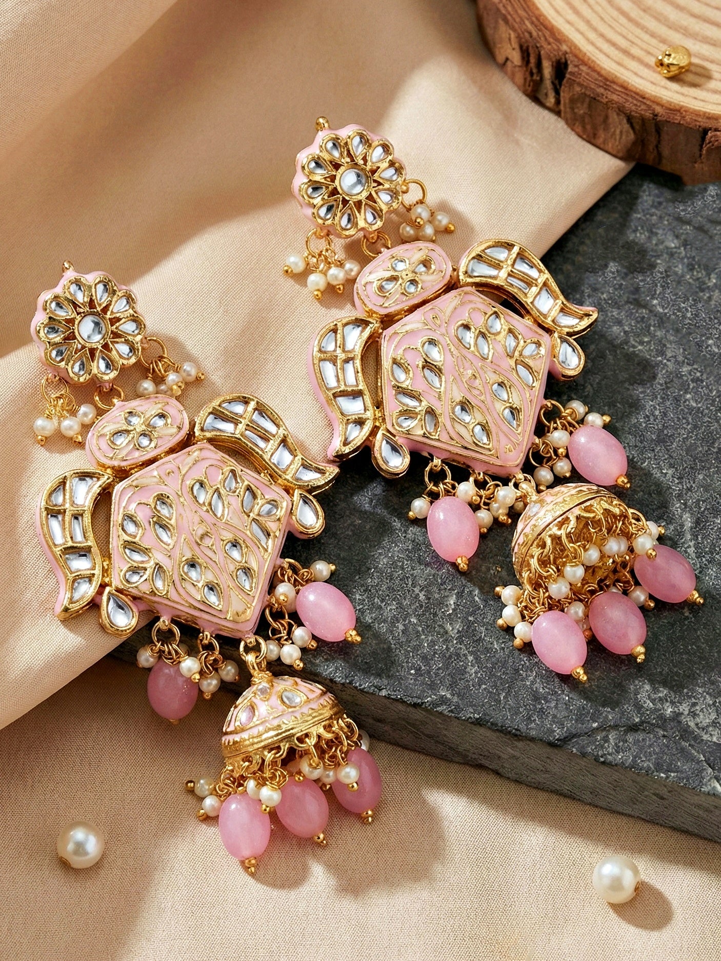 Traditional Pink Kundan & Pearl Long Necklace Set for Women | Gold Plated Meenakari Bridal Jewellery Set with Matching Earrings and Maang Tikka | (2970-J5SK-2300-PK)Make a statement of timeless grace with this exquisite long-strand moti jewelry set.
