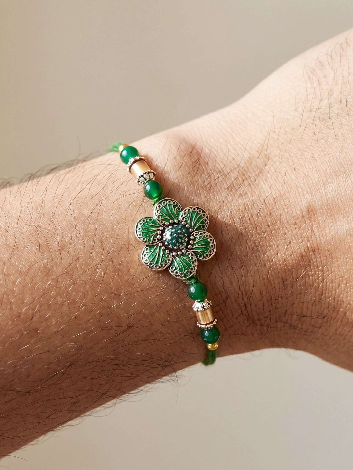 Set of 3 Floral Enamel Rakhi for Brother with Multi & Beads, Roli Chawal & Card (144-CHR1-1967-3-2026)