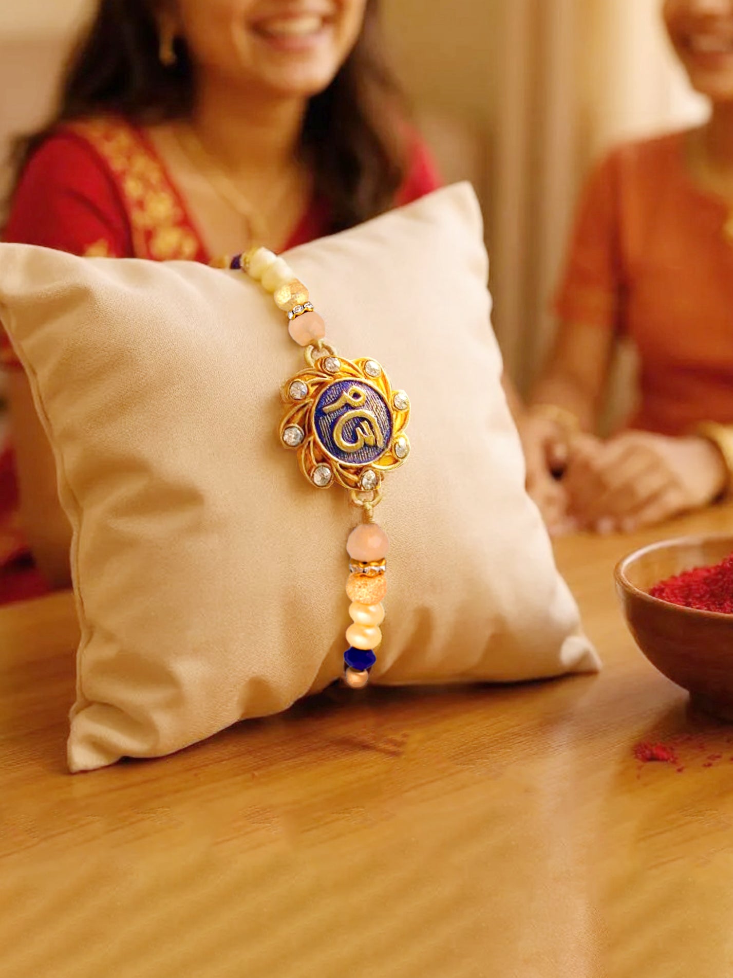 Gold Plated Meenakari Ik Onkar Religious Rakshabandhan Sardar/Sikh Rakhi for Bhaiya/Bhabhi Pack of 1