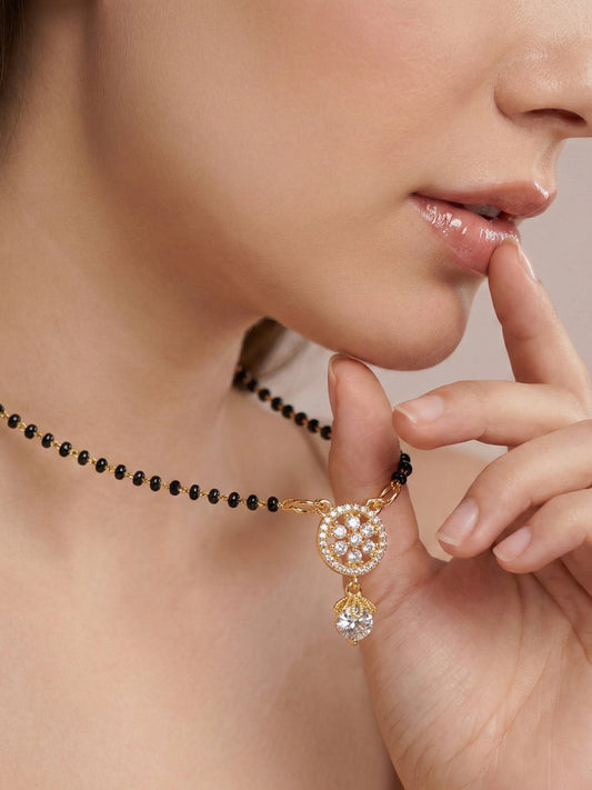 Lucky Jewellery AD Floral Drop Mangalsutra for Women (285-S8MS-2190)