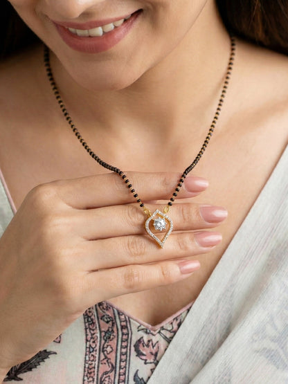 Lucky Jewellery AD Leaf Mangalsutra for Women (282-S8MS-2189)