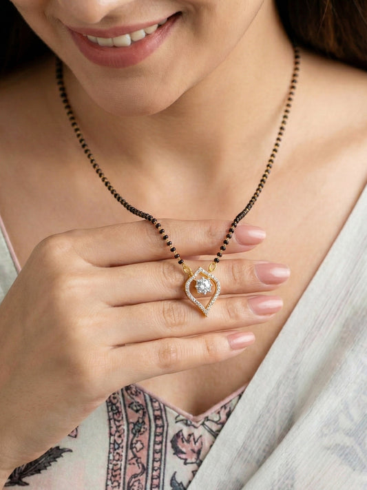 Lucky Jewellery AD Leaf Mangalsutra for Women (282-S8MS-2189)