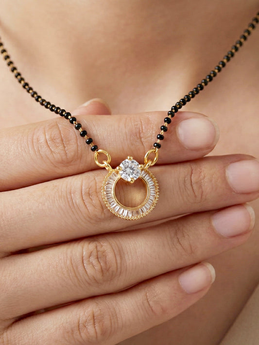 Lucky Jewellery AD Circle Mangalsutra for Women (318-S8MS-2194)