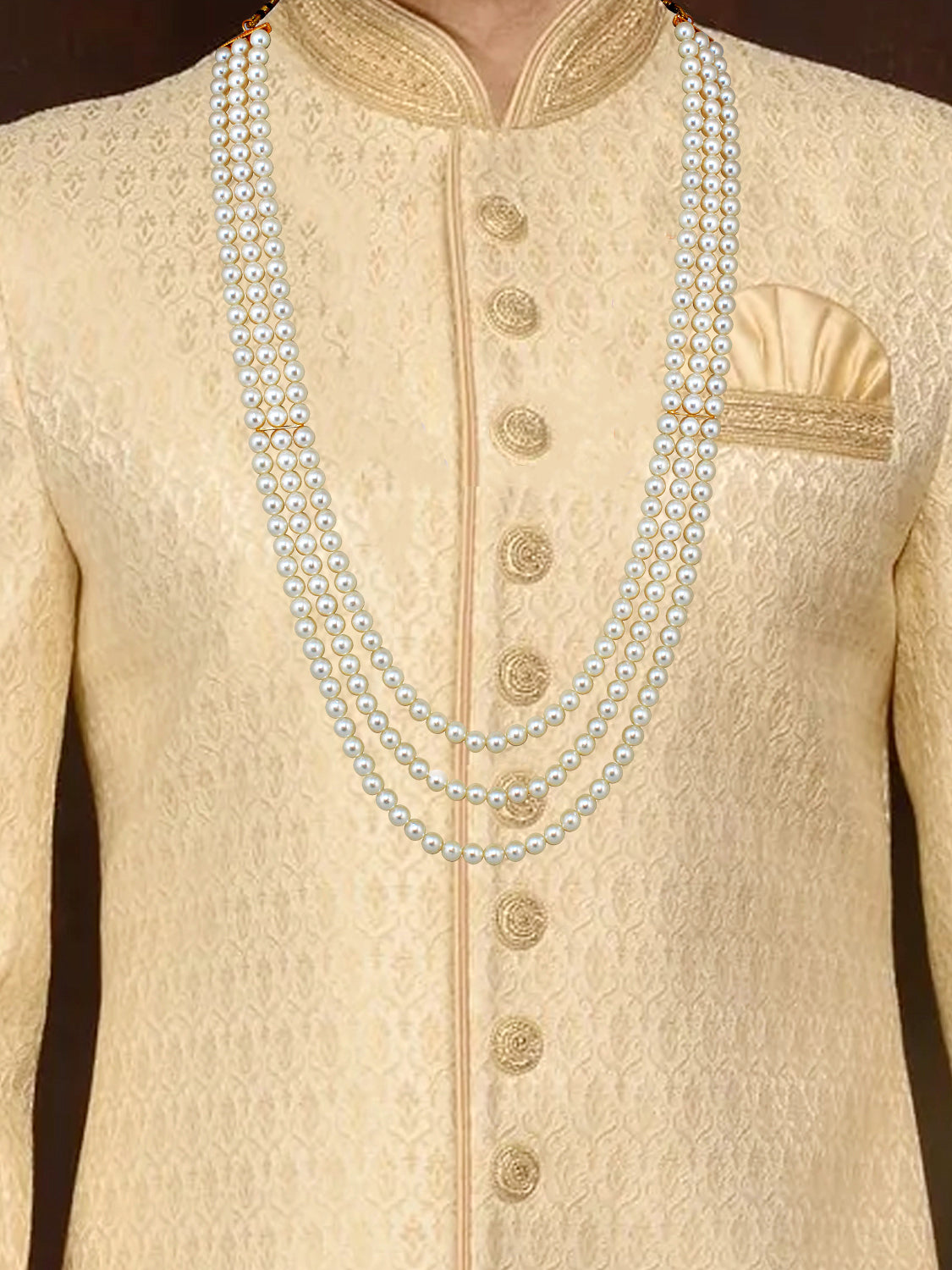 Traditional Maharaja Haar Beaded Groom Necklace Set for Men (274-TDM-7823-W)