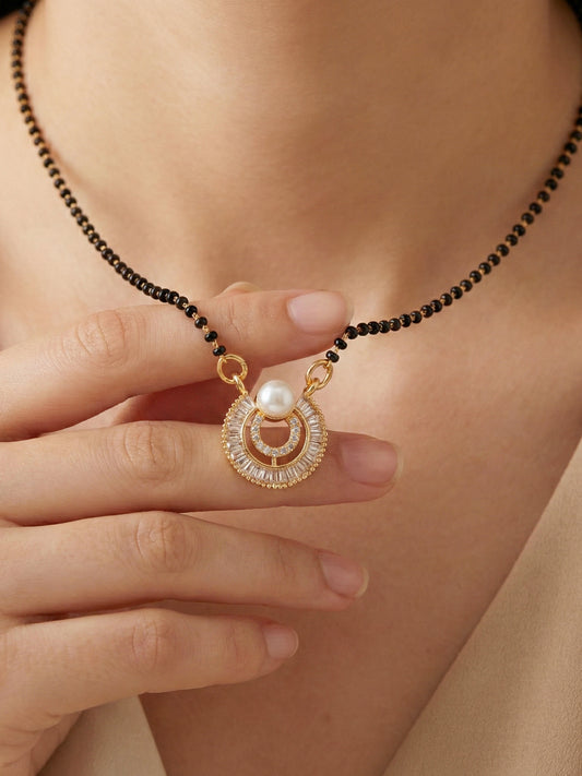 Lucky Jewellery Pearl AD Mangalsutra for Women (315-S8MS-2193)
