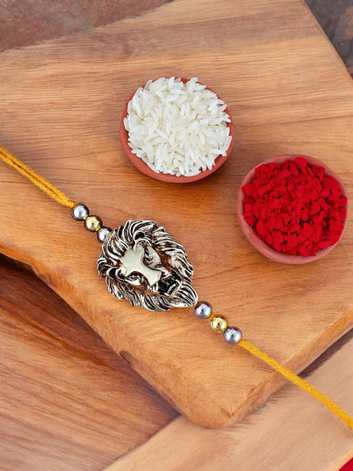 Lucky Jewellery Designer Oxidised Gold Rakhi - Rakshabandhan Lion Design Rakhee Bracelet for Brother/Bhaiya/Bhai/Bhabhi - Pack of 1 (140-CHR1-1175-1)