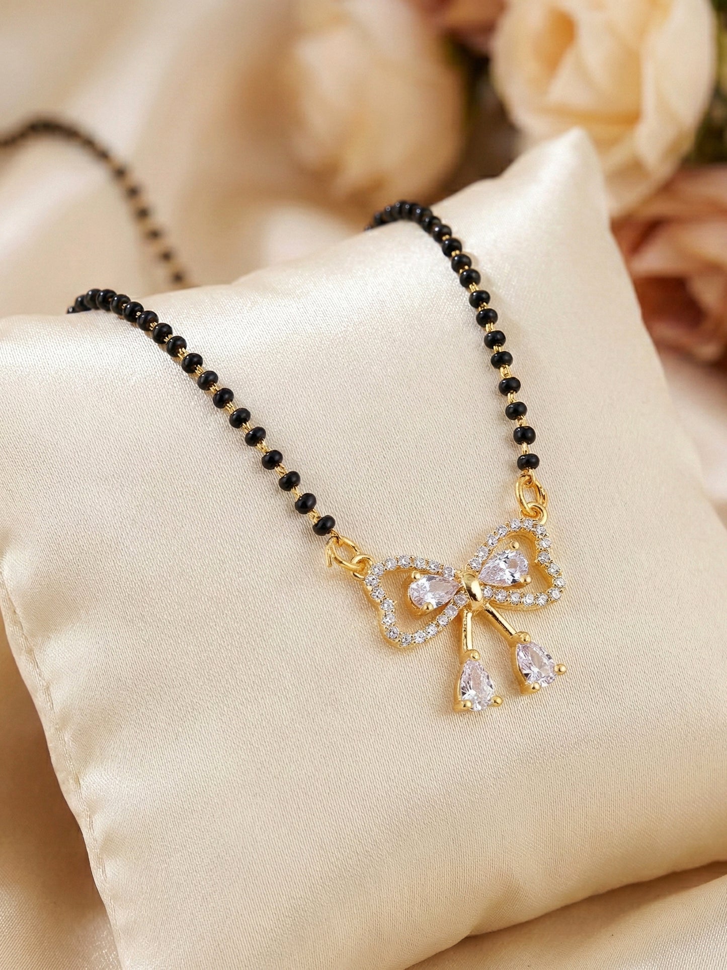 Lucky Jewellery AD Bow Mangalsutra for Women (315-S8MS-2192)
