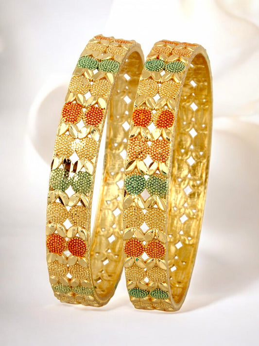 18k Gold-Plated Meenakari Bangle Set for Women & Girls - Pack of 2
