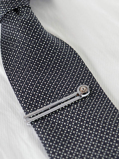 Lucky Jewellery Unique Men Jewelry White Stone Gold Plated Sleeve Button Formal Cuff Button Wedding Shirt Button, Suit, Blazer Cufflinks with Matching Tie Pin Gift Set for Men (307-M4C5-CR10MMT-W-S)