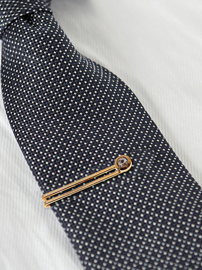 Lucky Jewellery Unique Men Jewelry White Stone Gold Plated Sleeve Button Formal Cuff Button Wedding Shirt Button, Suit, Blazer Cufflinks with Matching Tie Pin Gift Set for Men (307-M4C5-CR10MMT-W)