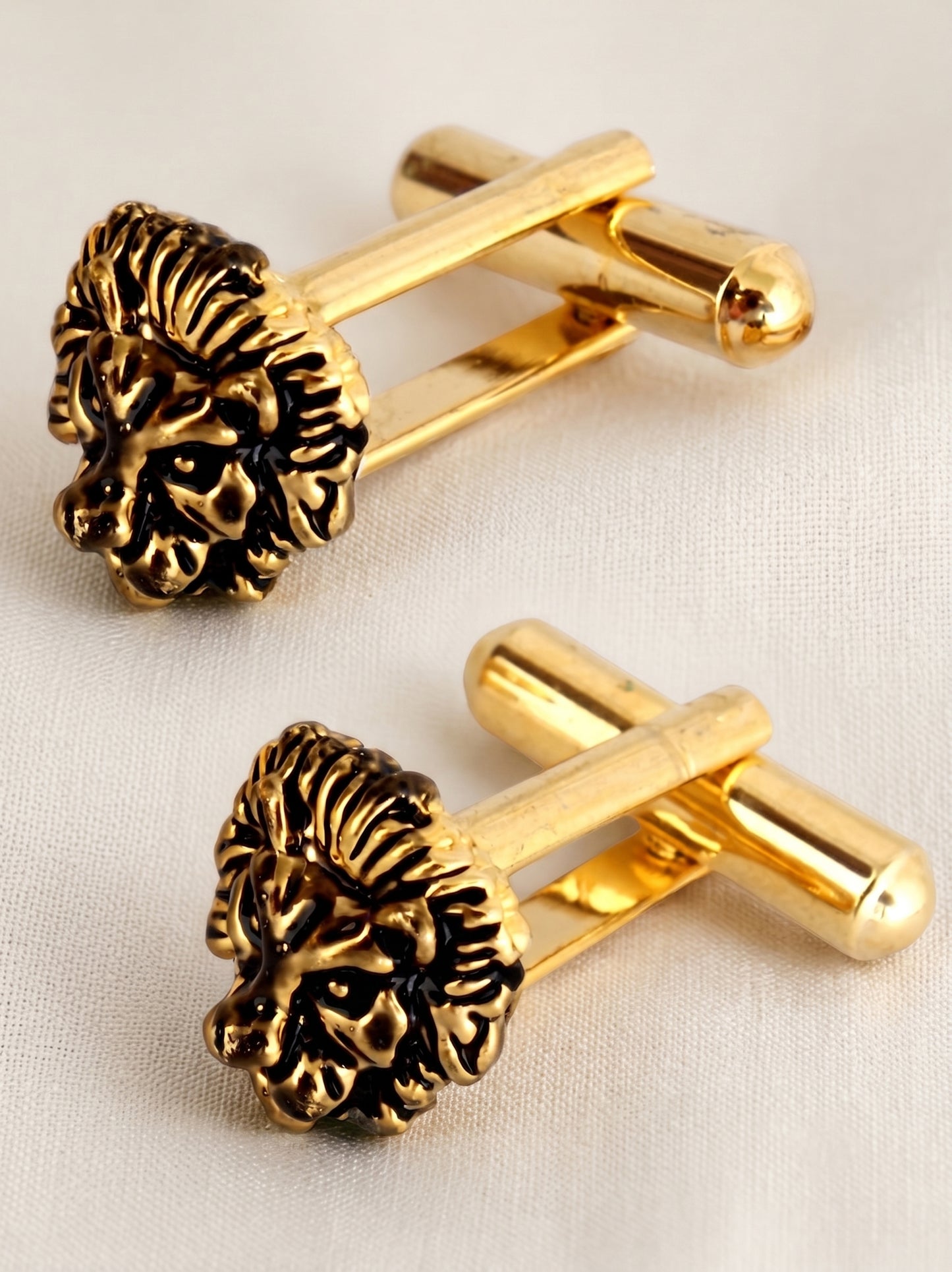 Lucky Jewellery Unique Men Jewelry Lion Design Antique Gold Plated Sleeve Button Formal Cuff Button Wedding Shirt Button, Suit, Blazer Cufflinks Pair Gift Set for Men (317-M4C54-A5657Q)