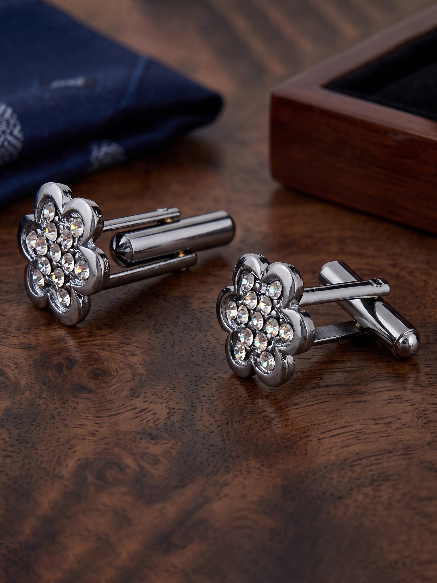 Lucky Jewellery Unique Men Jewelry White Color Stone Silver Plated Sleeve Button Formal Cuff Button Wedding Shirt Button, Suit, Blazer Cufflinks Pair Gift Set for Men (330-M4C54-CRA5566-W-S)